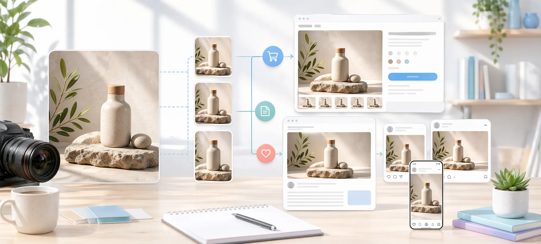 Best image sizes for webshop, blog, and social media content guide banner
